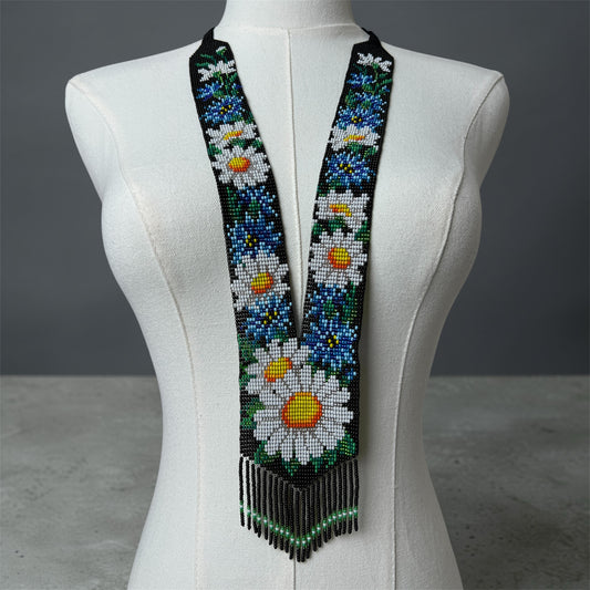 Straight Gerdan Necklace “Daisies and Cornflowers”
