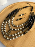 Necklace with Zgarda + Earring | Dalmatian Jasper
