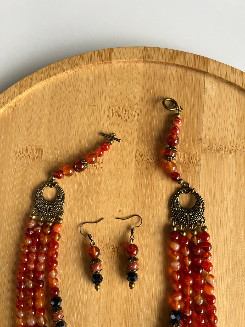 Necklace with Zgarda + Earring | Carnelian