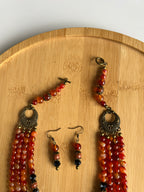 Necklace with Zgarda + Earring | Carnelian