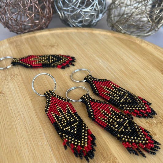Брелок для Ключів з Бісеру Червоно Чорний