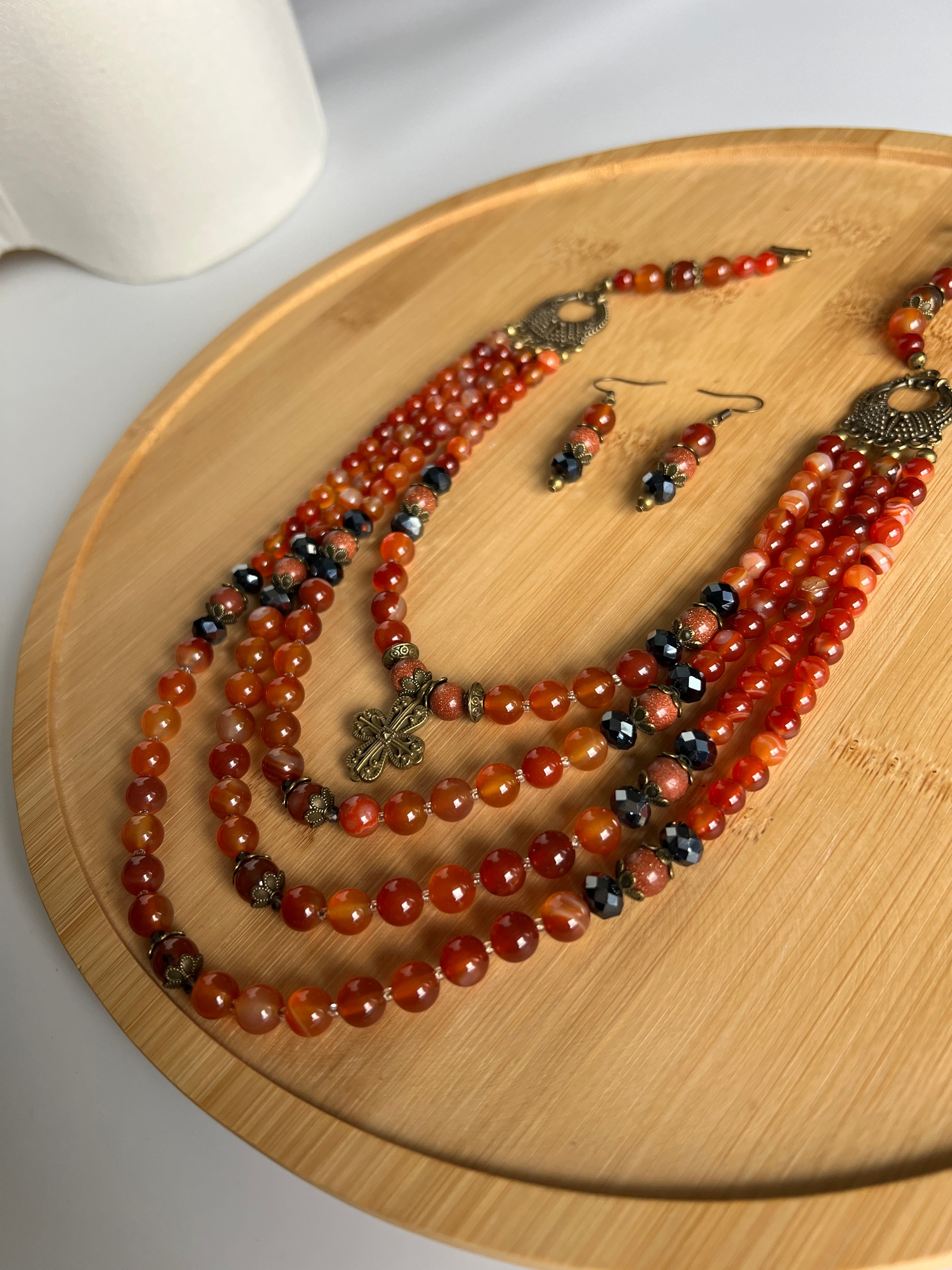Necklace with Zgarda + Earring | Carnelian
