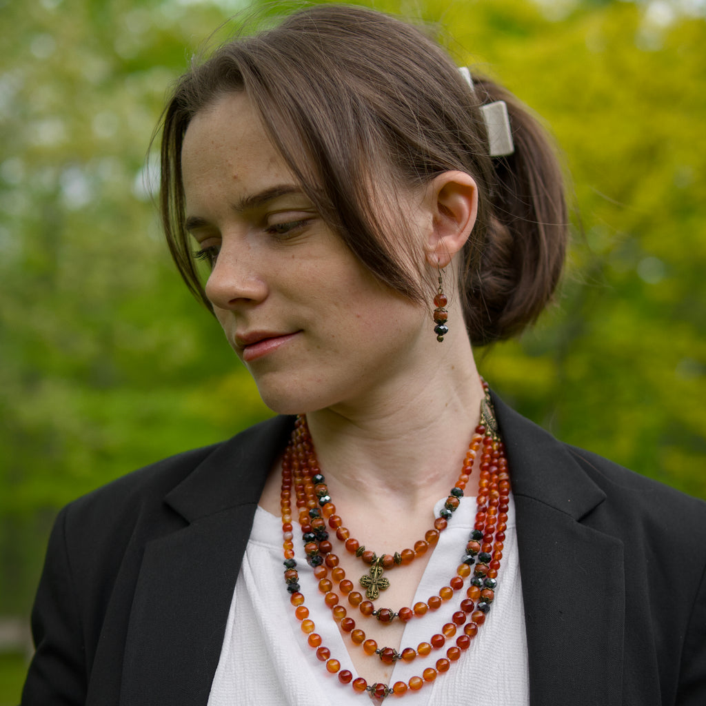 Necklace with Zgarda + Earring | Carnelian