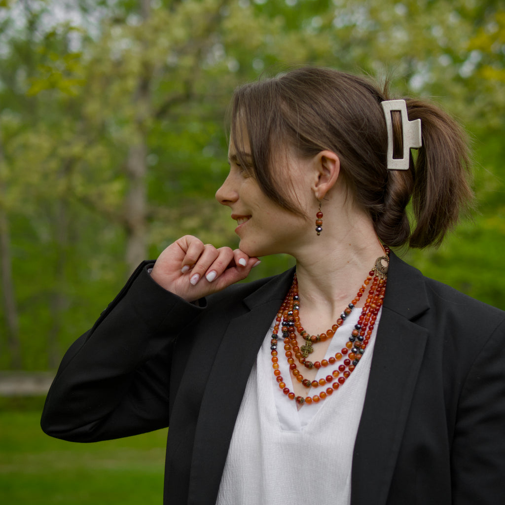 Necklace with Zgarda + Earring | Carnelian