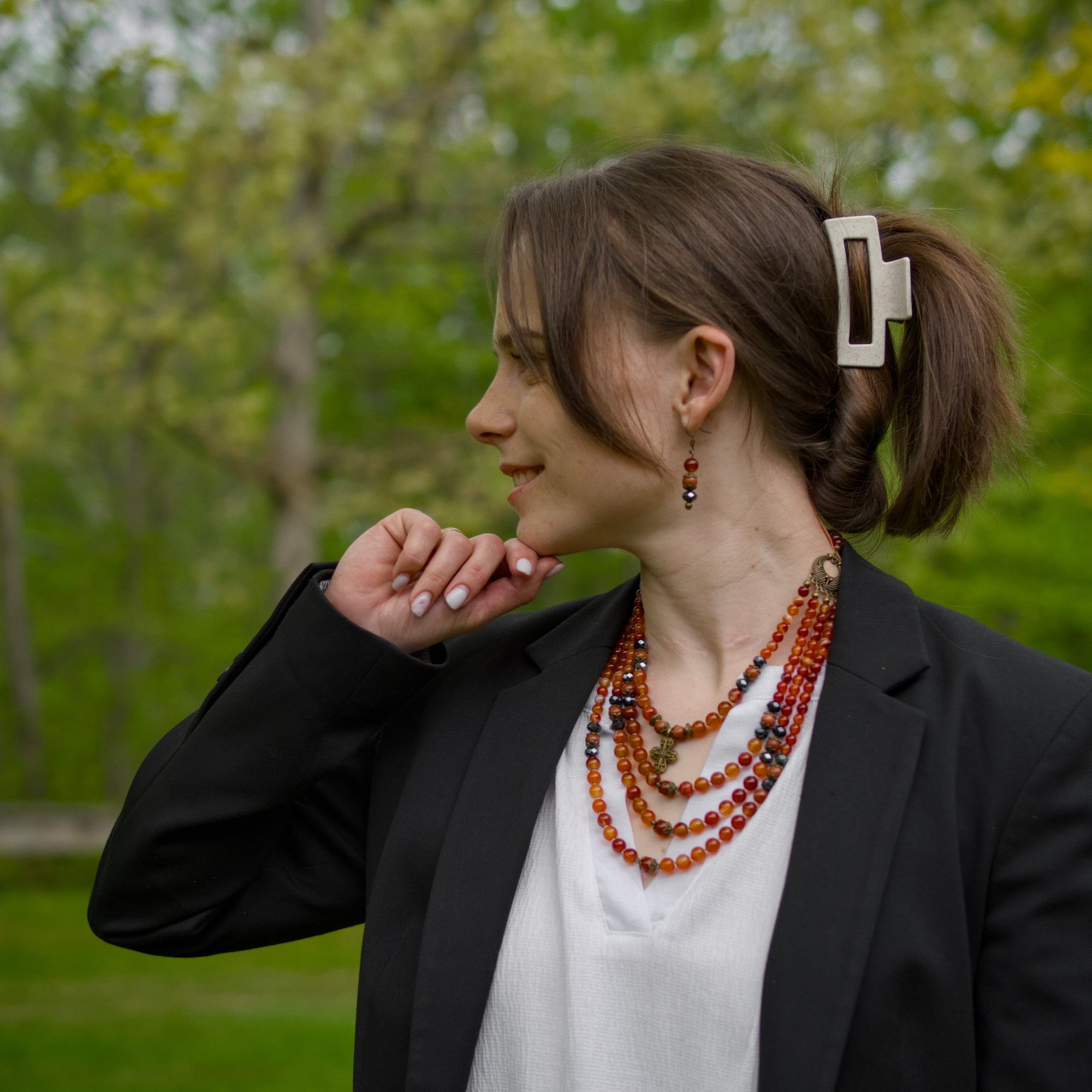 Necklace with Zgarda + Earring | Carnelian