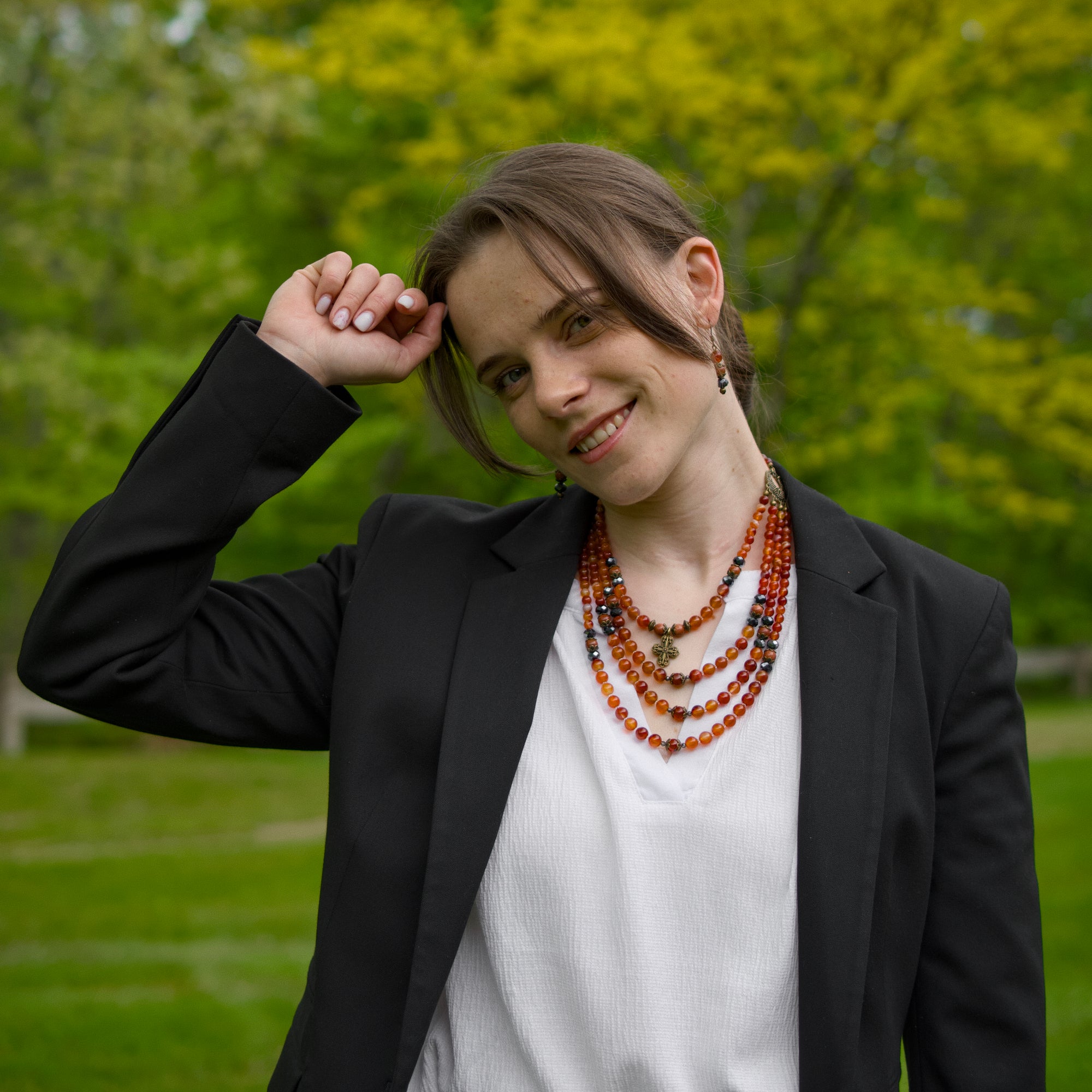 Necklace with Zgarda + Earring | Carnelian