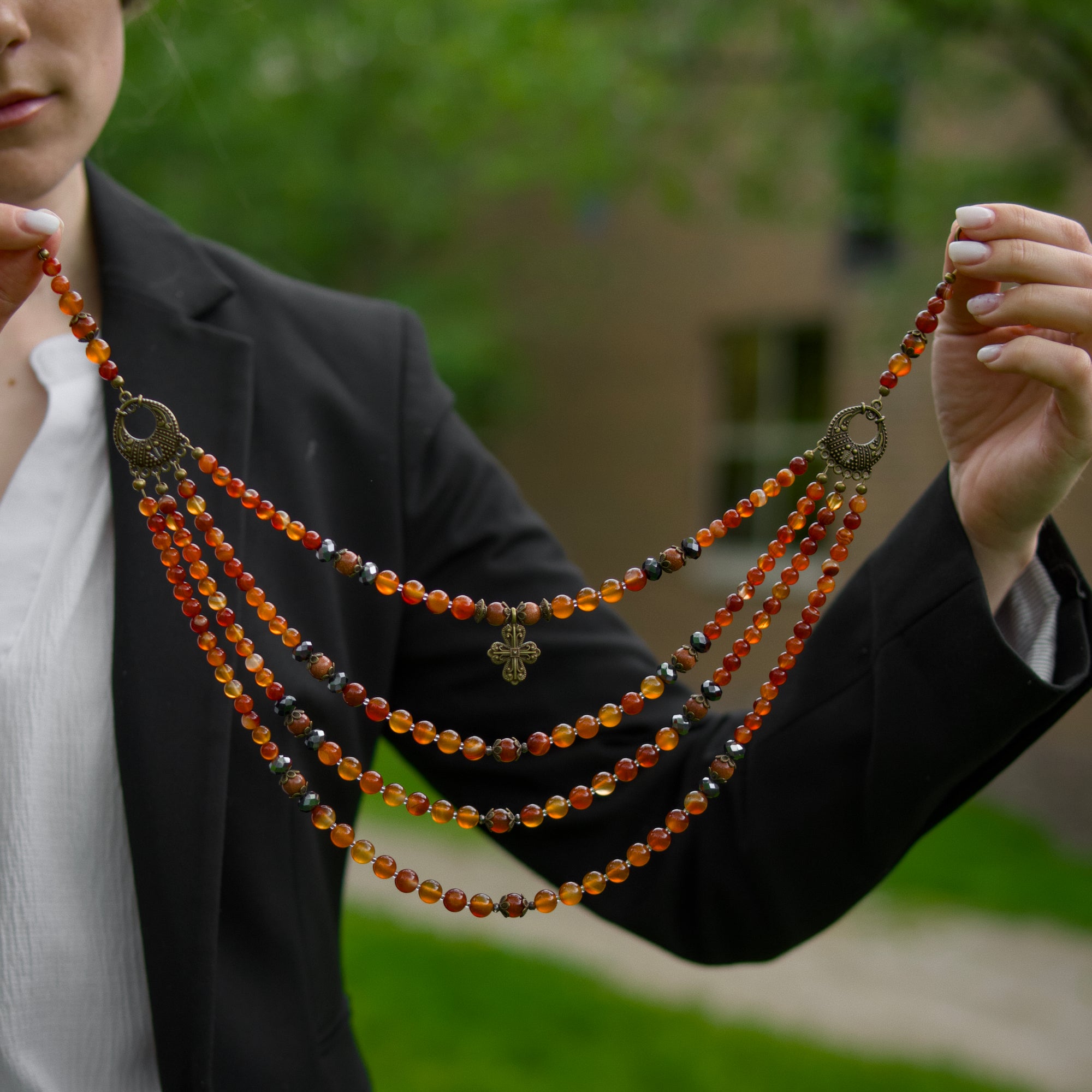 Necklace with Zgarda + Earring | Carnelian