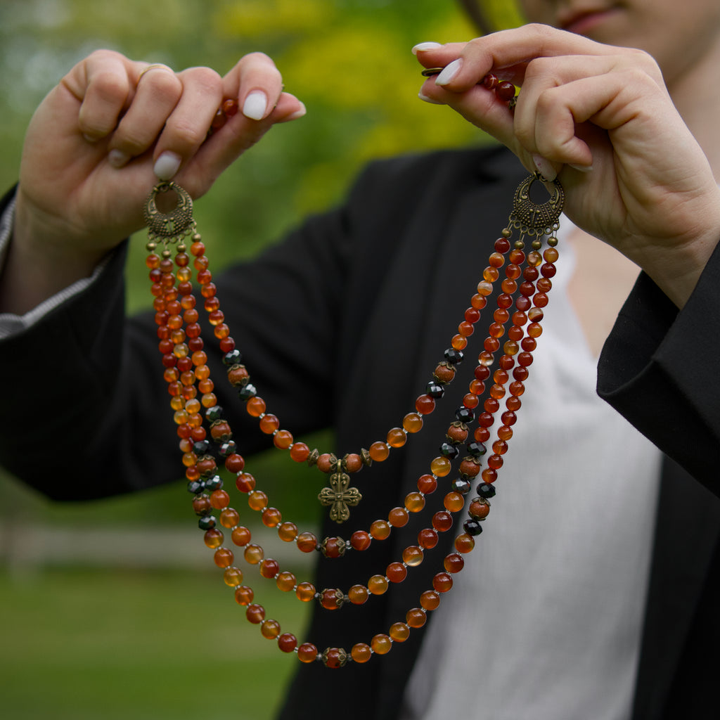 Necklace with Zgarda + Earring | Carnelian