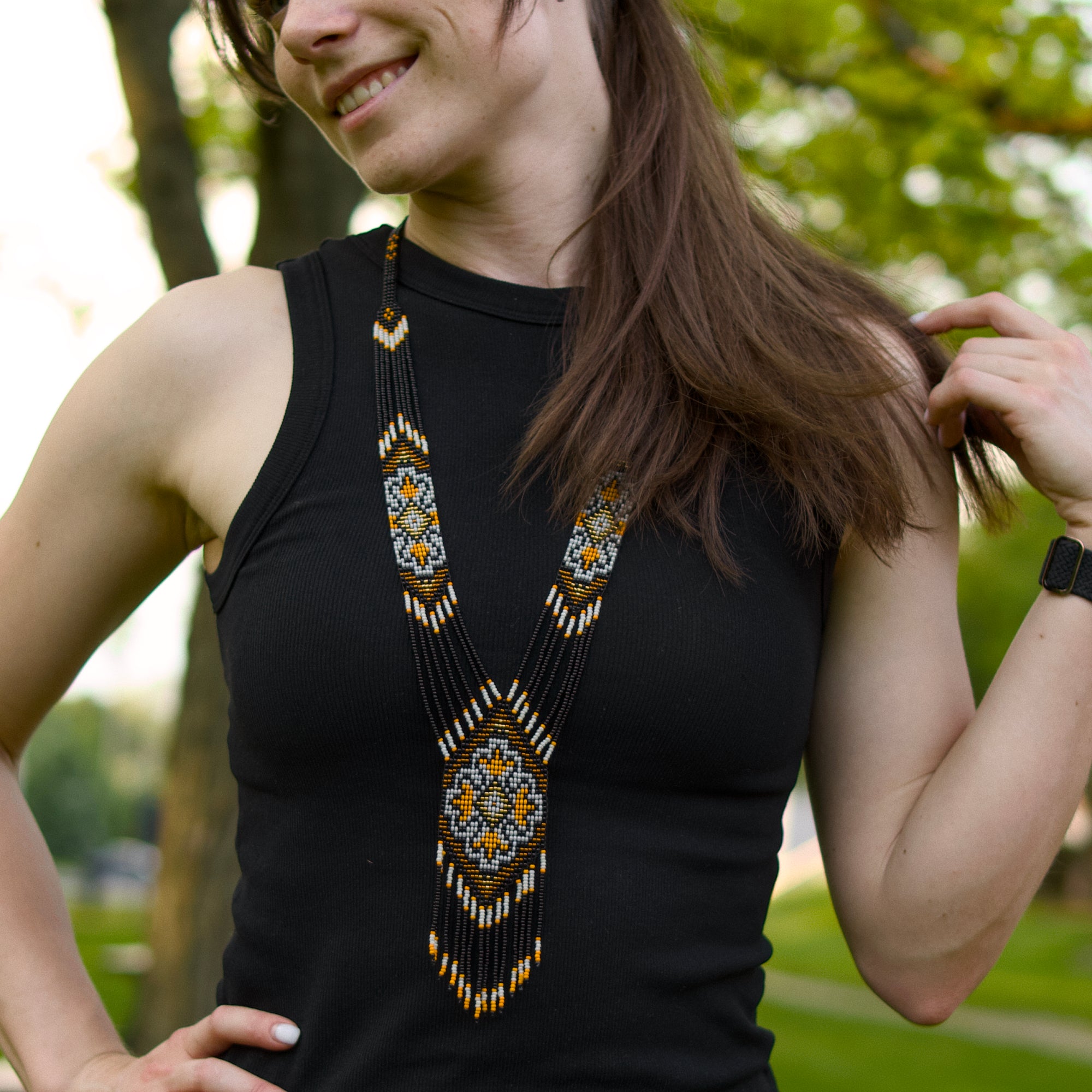 Beaded Necklace “Forest Song”