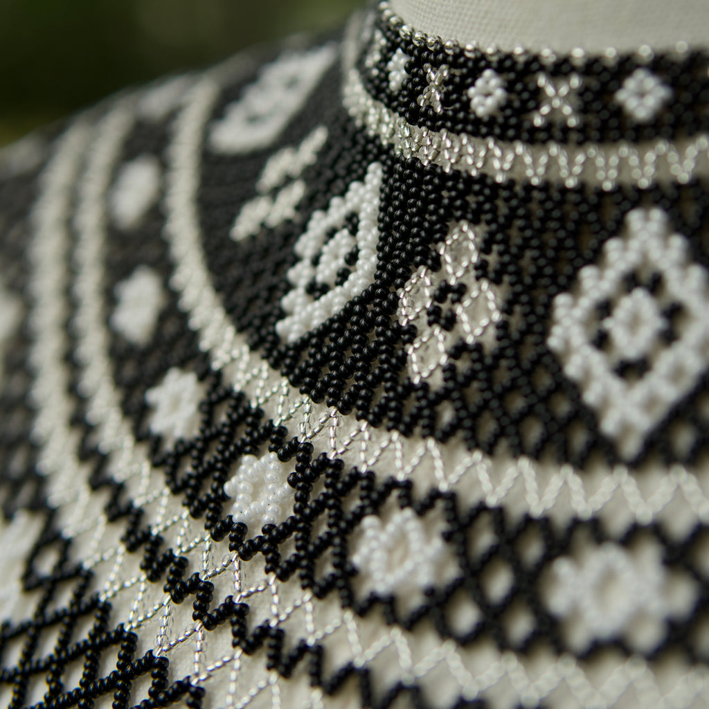 Ukrainian Beaded Kryza “Silver Night”