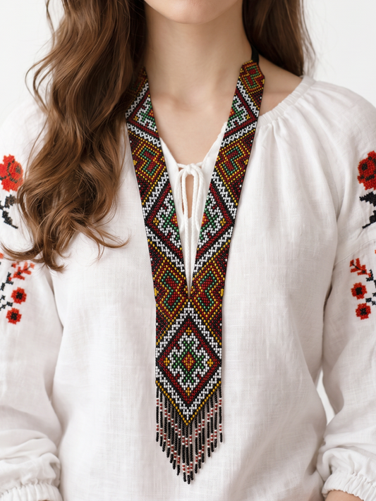 Straight Hutsul Beaded Necklace